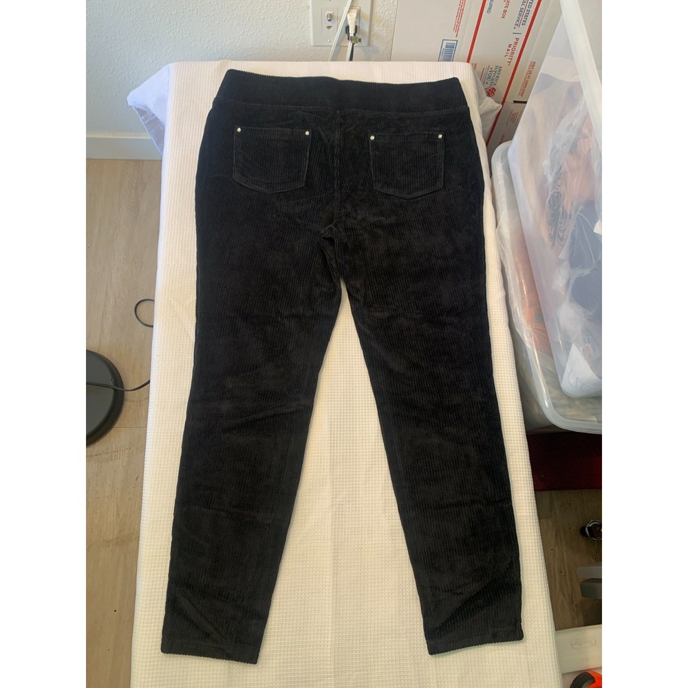 (E-119) Quacker Factory Black Corduroy Pull-On Pants Women's Large Stretch QVC - Picture 3 of 9